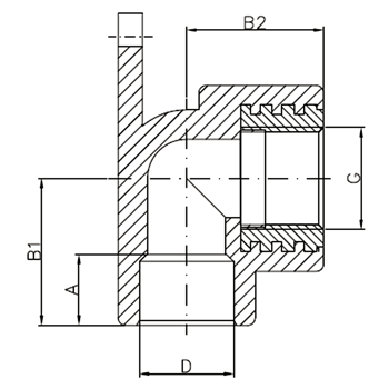 HP TREND - ППР СТЕНЕНО КОЛЯНО С ВЪТРЕШНА РЕЗБА - РАЗРЕЗ